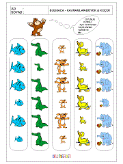 okul öncesi çocuklar için büyük küçük kavram egzersizleri